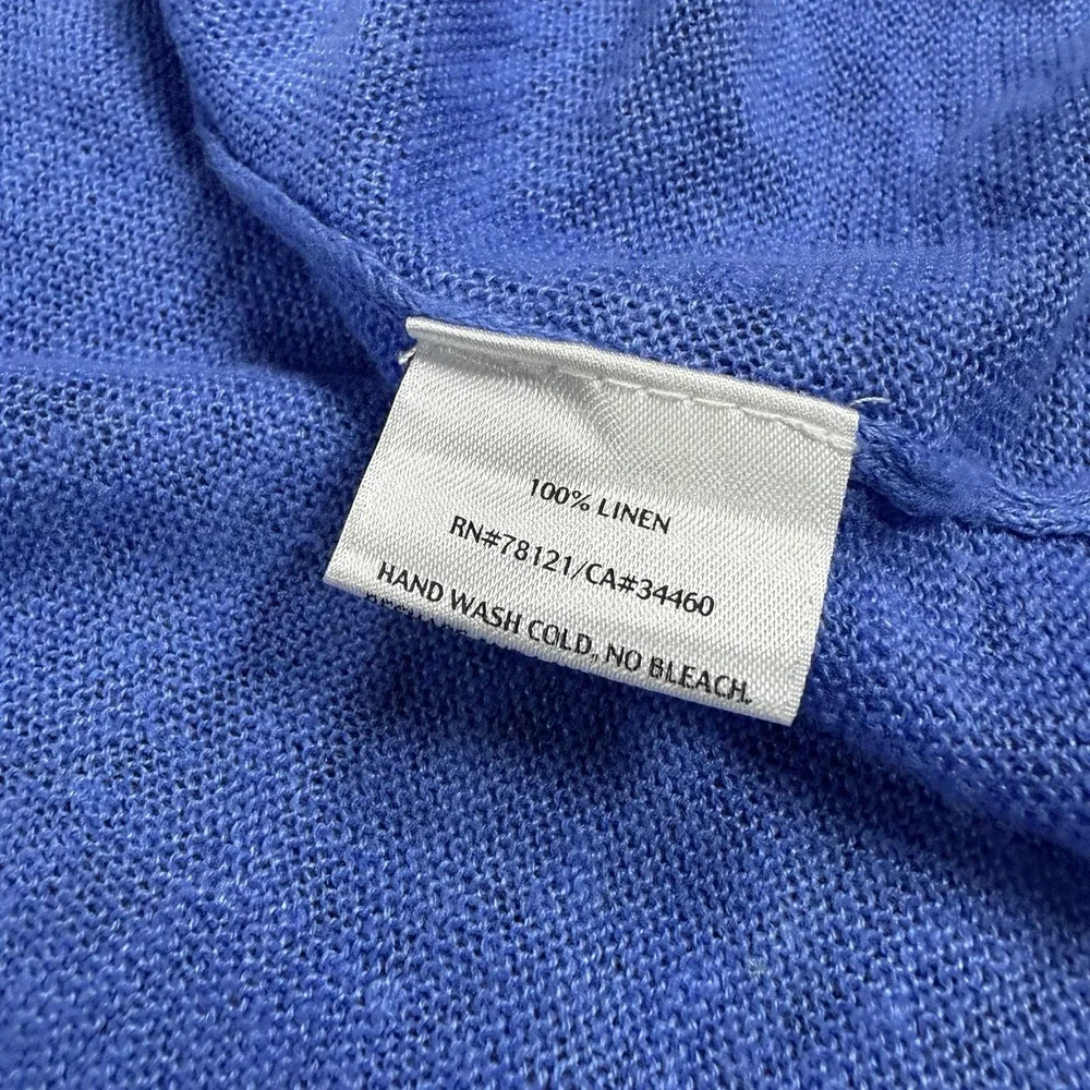 Eileen Fisher Linen Cardigan Sweater Womens XS Blue Open Front Knit Lightweight
